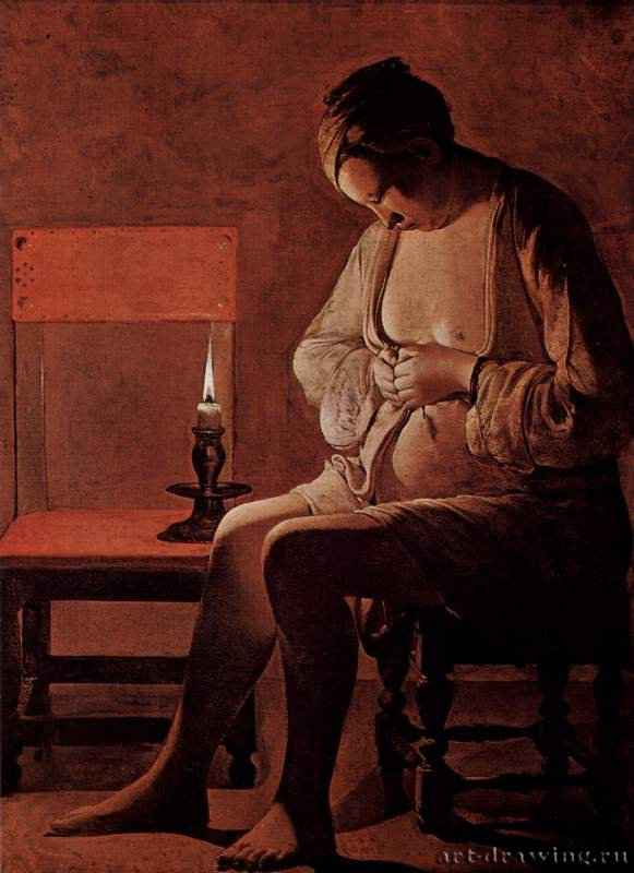 Женщина, ищущая блох. 1625-1650 - 120 x 90 смХолст, маслоБароккоФранцияНанси. Исторический музей Лоррен